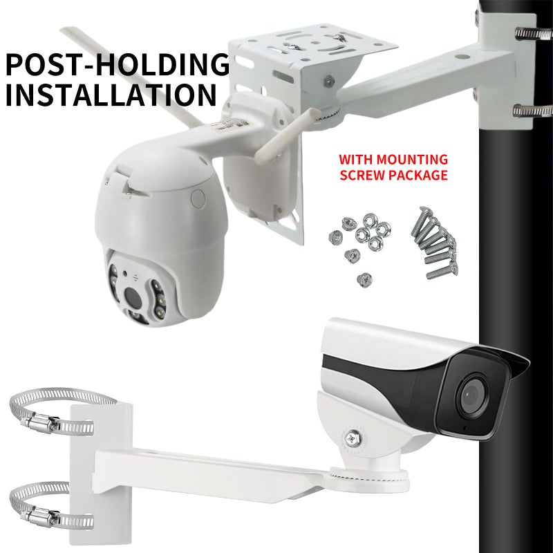 NVRTTRR L-Shape Dome Camera Bracket, Wall Ceiling Mount for Security Dome Cameras, Wall Mount,Corner (Vertical Pole Bracket+Hoop 7.8 in ) - Image 2