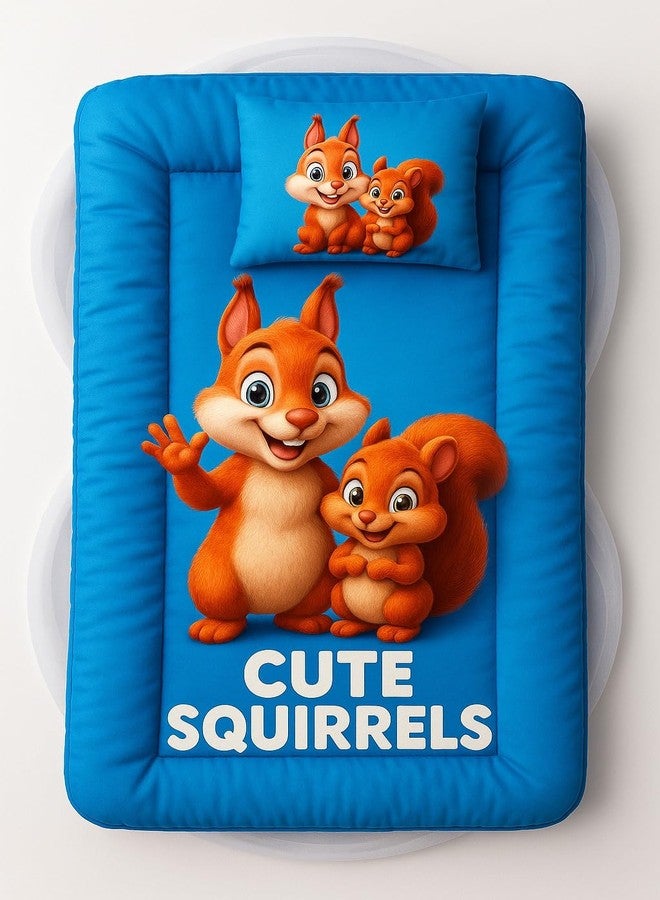 ink craft Baby Bed with Mosquito Net | Cotton Portable New Born Baby Bedding Set, Travel Friendly Insect Zip Protector, Sleeping Baby Playmats (Blue, Random Print) - Image 4