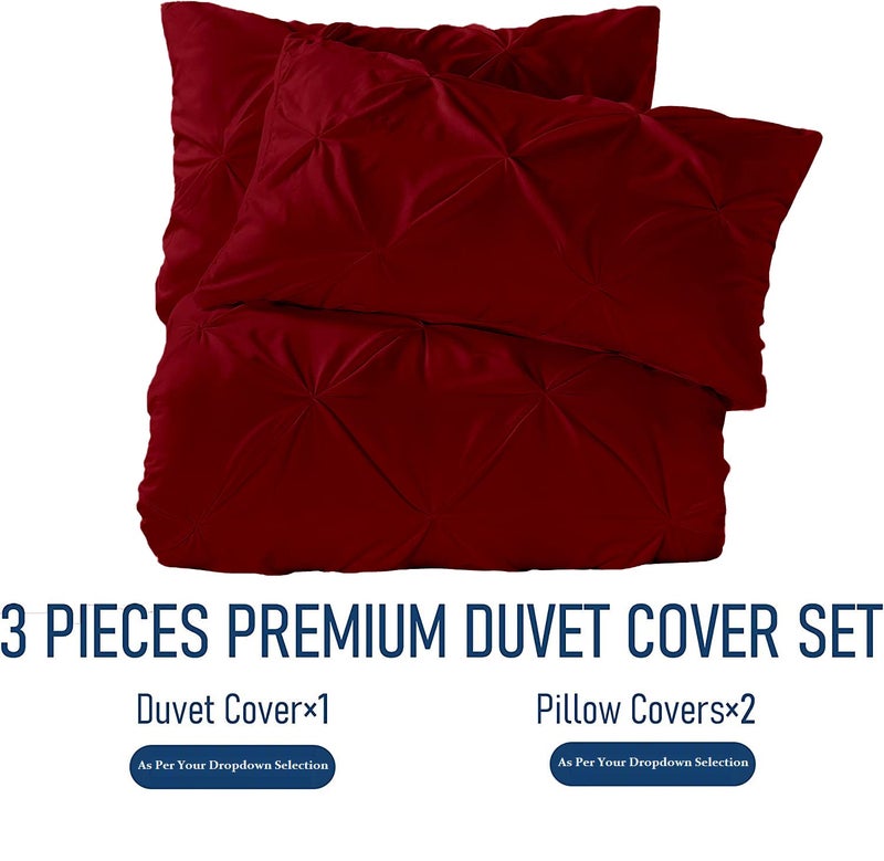 Crown Collection Luxuriate Hotel 1000-TC Hypoallergenic Ultra Soft Design 100% Egyptian Cotton Pinch Plated Duvet Cover with Zipper Colser & 2pcs Pillow Case Set (Full/Full XL/Queen 90X90  Burgundy) - Image 5