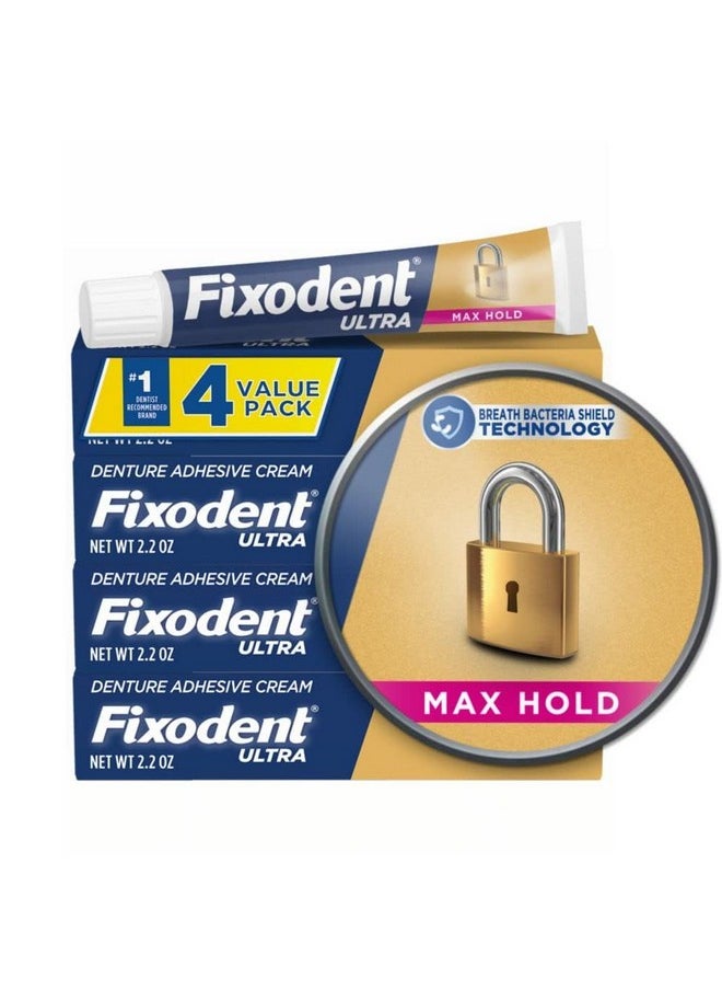 Fixodent Fixodent Ultra Max Hold Secure Denture Adhesive Cream for Full and Partial Denture Wearers, 2.2oz (Pack of 4)  - Image 1