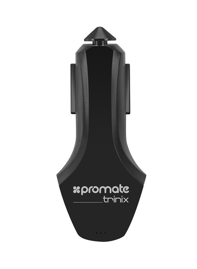 PROMATE Trinix Quick Charge 3.0 USB Car Charger With Type-C For Mobile Phones And Tablets Black - Image 1