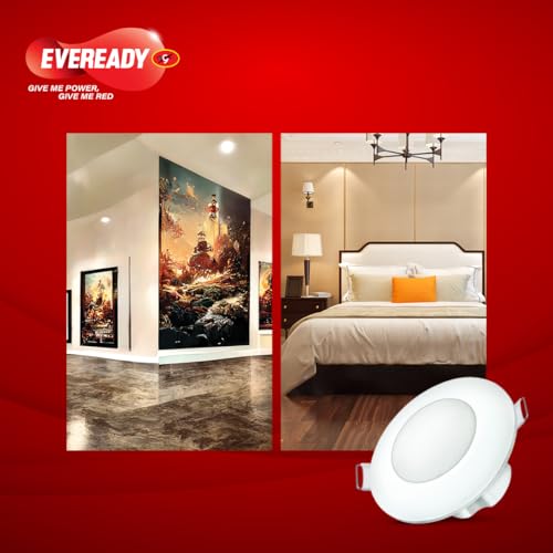 Eveready Polycarbonate 3W Mini Downlighter | Round Shape | High Efficiency 75 lm/W | 4KV Surge Protection | Integrated Driver | CCT: 6500K, 3000K, Blue, Red, Green, Pink|60mm Cut Size|Pack of 1 - Image 2