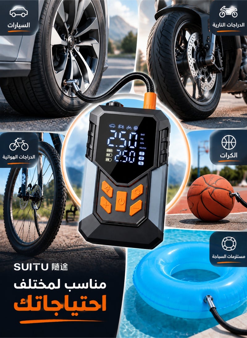سويتو منفاخ إطارات لاسلكي محمول 150 PSI، كمبروسر هواء رقمي مع إيقاف تلقائي، مضخة هواء قابلة لإعادة الشحن مع إضاءة LED للسيارات والدراجات والكرات والمنتجات القابلة للنفخ - Image 5
