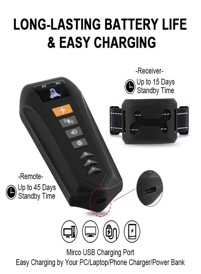 Generic Waterproof Dog Training Collar Rechargeable Dog Shock Collar with  Vibration Mode Beep Mode and Static Mode 984ft Remote Adjustable for All Size of Dogs  - Image 3