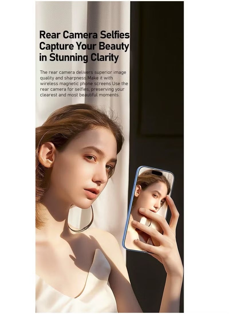 JAJEEK - 2025 Magnetic Wireless Phone Selfie Monitor – 4-Inch Bluetooth Vlog Screen with Rear Camera Sync, Remote Control, Anti-Slip Magnetic Mount – Compatible with iPhone & Android – Real-Time Selfie Display for Vlogging, YouTube, TikTok & Social Media (White) - Image 1