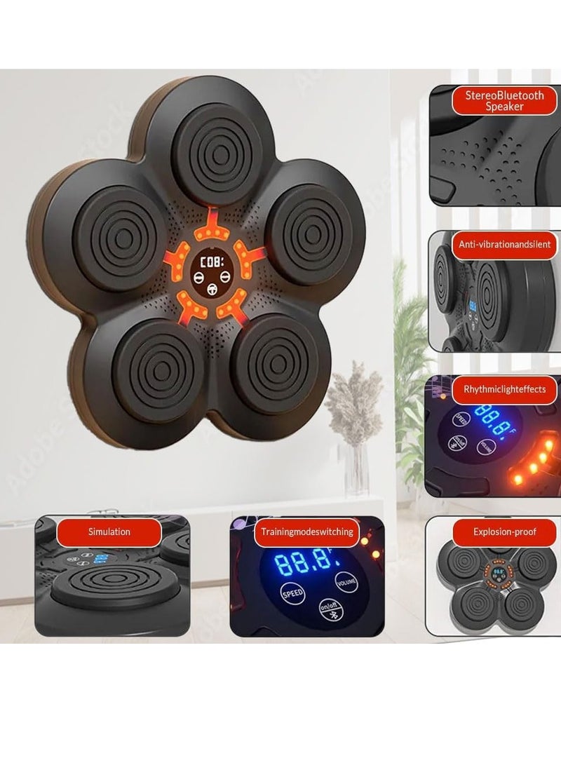 آلة الملاكمة الموسيقية مع إضاءة LED| مدرب اللكم المنزلي للياقة البدنية مزود بتقنية البلوتوث والموسيقى - آلة اللكم المثبتة على الحائط القابلة لإعادة الشحن - Image 3