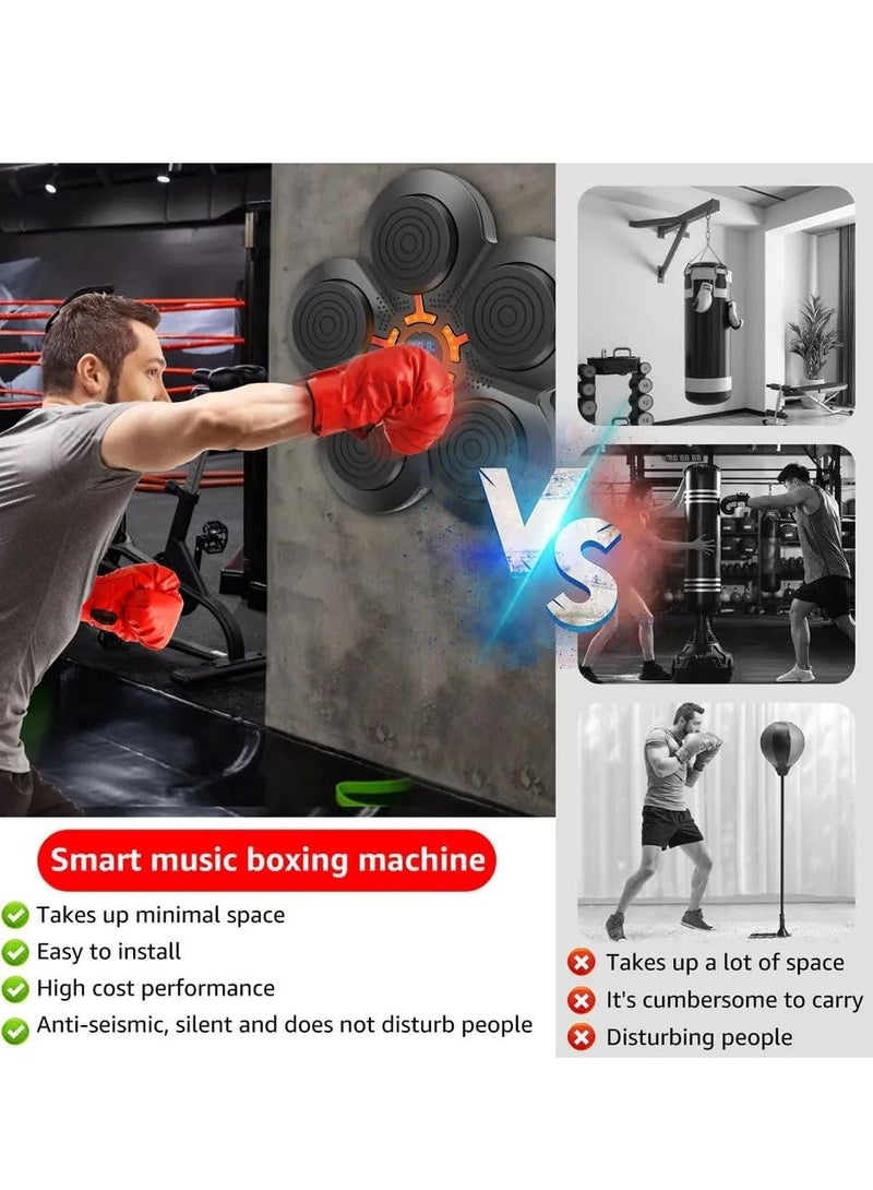 آلة الملاكمة الموسيقية مع إضاءة LED| مدرب اللكم المنزلي للياقة البدنية مزود بتقنية البلوتوث والموسيقى - آلة اللكم المثبتة على الحائط القابلة لإعادة الشحن - Image 4