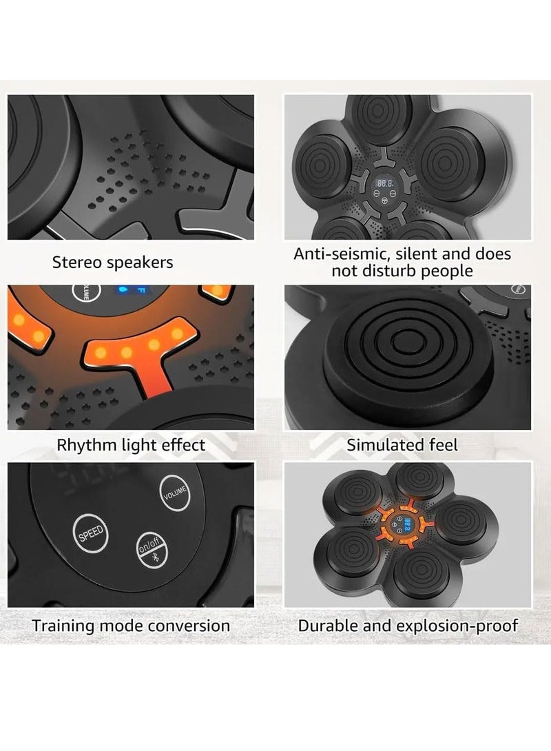 آلة الملاكمة الموسيقية مع إضاءة LED| مدرب اللكم المنزلي للياقة البدنية مزود بتقنية البلوتوث والموسيقى - آلة اللكم المثبتة على الحائط القابلة لإعادة الشحن - Image 5