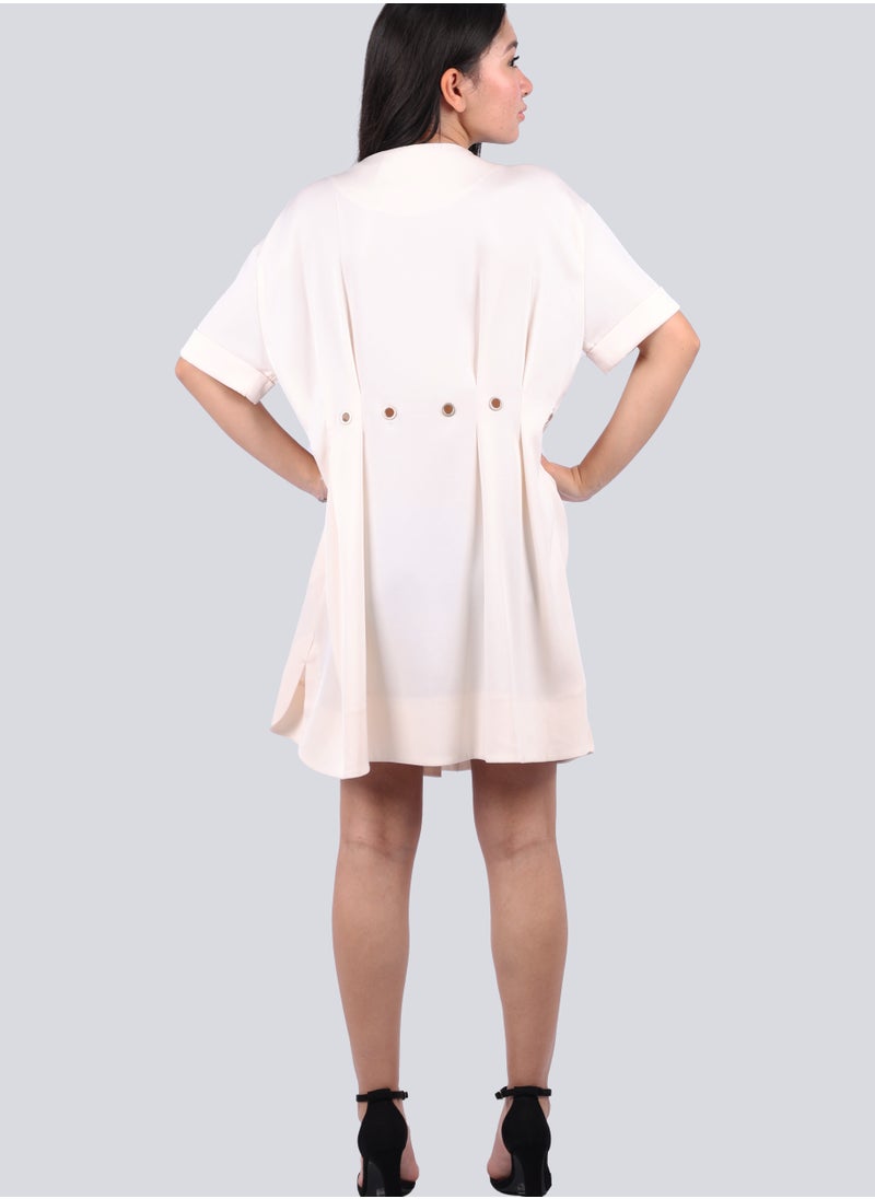 VERO MODA - Women's Hidden Button Pleated Carry Dress in Pink Tint - Image 1