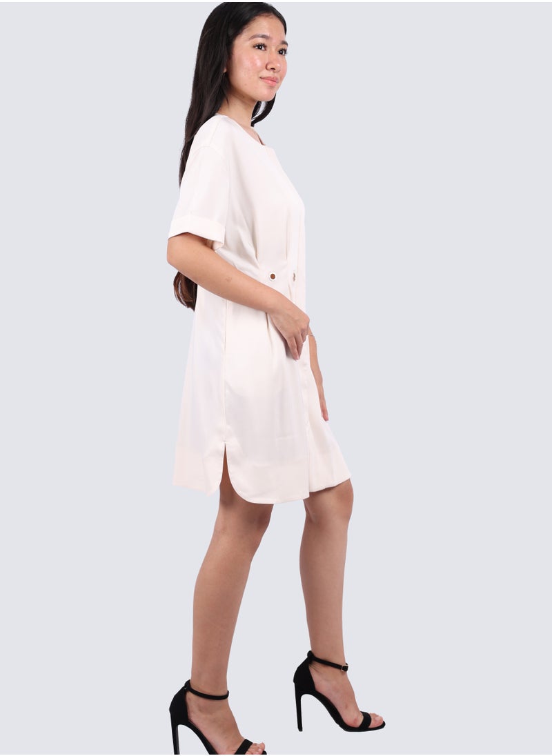 VERO MODA - Women's Hidden Button Pleated Carry Dress in Pink Tint - Image 1