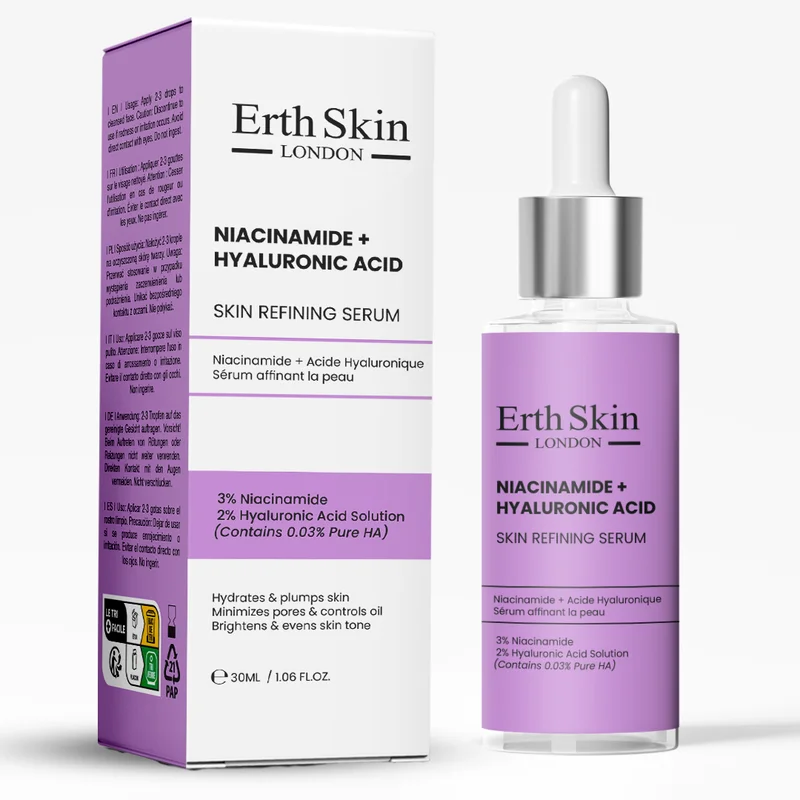 إيرث سكين لندن NIACINAMIDE + HYALURONIC ACID SKIN REFINING SERUM 30ml