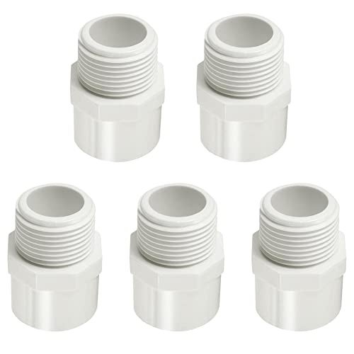 Fitvell 1-1/2" PVC Pipe Fitting Adapter Connector Union Coupling Schedule 40 (Slip Socket x NPT Male Pipe Thread), Pack of 5 - Image 1
