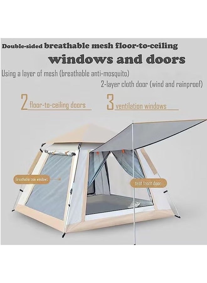 Arabest Pop Up Tent for 3-4 Person, Family Camping Tent with 2 Mesh Windows & 2 Doors and 1 Dome mesh Window(Removable Top),Waterproof/Windproof Instant Tent for Hiking & Travel-Carry Bag（82.7inch X55.1inch) - Image 2
