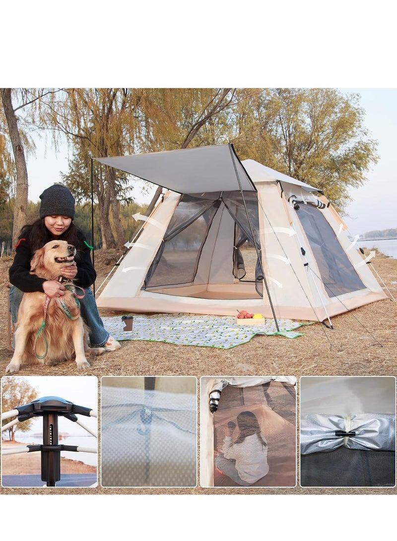 Arabest Pop Up Tent for 3-4 Person, Family Camping Tent with 2 Mesh Windows & 2 Doors and 1 Dome mesh Window(Removable Top),Waterproof/Windproof Instant Tent for Hiking & Travel-Carry Bag（82.7inch X55.1inch) - Image 3