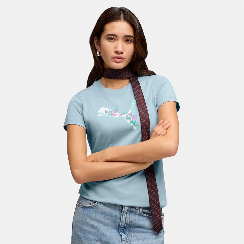 بوما Women's Floral Cat Graphic T-Shirt