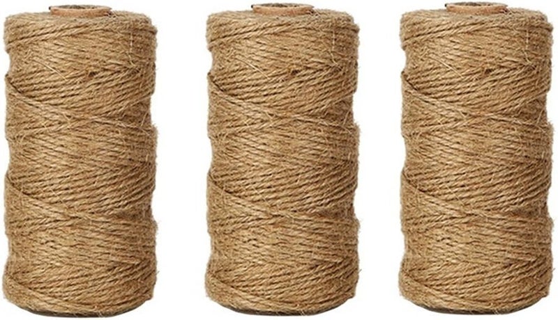 KINGLAKE 984 Feet Jute Twine, 3 Pcs X 328 Feet Christmas Twine, Best Arts Crafts Gift, Durable Packing String, Brown - Image 1