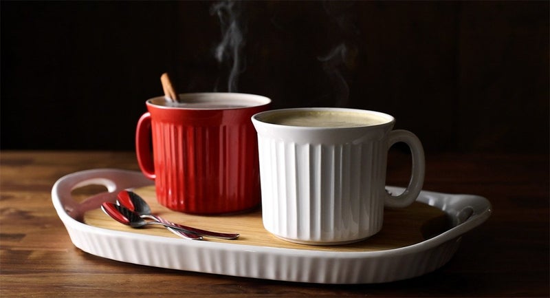 Corningware French White Pop-Ins 20-Ounce Mug with Blue Vented Plastic Cover, White - Image 4