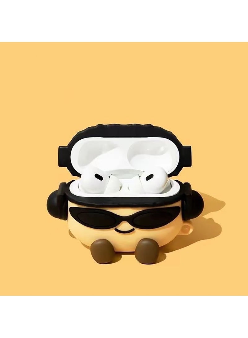 3D Cartoon Cute Silicone Earbuds Cover for AirPods Pro 2nd Generation Case Compatible with Airpods Pro Case 2nd/1st Gen (2023/2022/2019) - Glasses Boy - Image 3