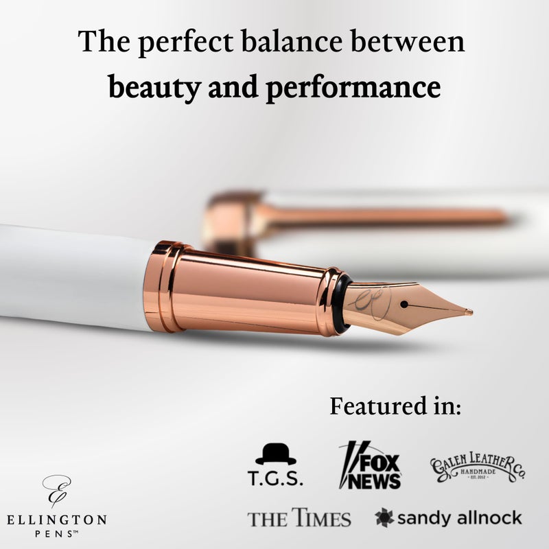 Ellington Pens Luxury Fountain Pen Set - Smooth Medium Nib - Includes 3 Ink Cartridges, Refillable Ink Converter, Gift Box - Fountain Pens For Writing, Calligraphy, Journaling, Sketching (Alpine Rose) - Image 2