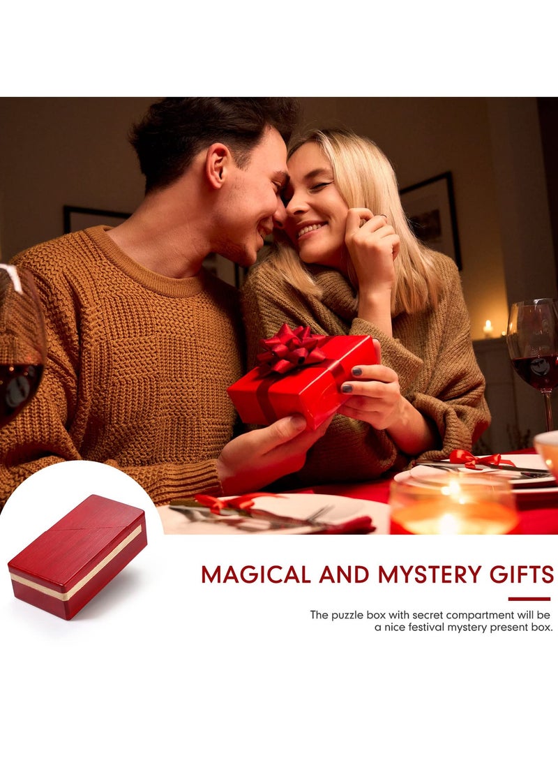 Generic - Magic Wooden Puzzle Box, Secret Mechanism Money Box for Adults and Teens (Red, Set of 2) - Image 1