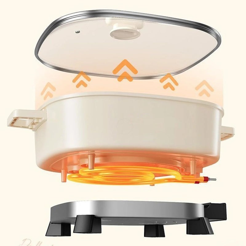 DENX Multifunctional Electric Pot DX3905 – 6L Large Capacity, 1300–1600W Fast Heating, 220V Electric Cooker with Temperature Control, Non-Stick Inner Pot & Glass Lid for Cooking, Frying & Boiling - Image 2