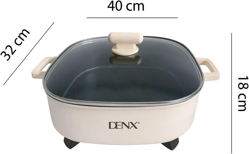 DENX Multifunctional Electric Pot DX3905 – 6L Large Capacity, 1300–1600W Fast Heating, 220V Electric Cooker with Temperature Control, Non-Stick Inner Pot & Glass Lid for Cooking, Frying & Boiling - Image 3