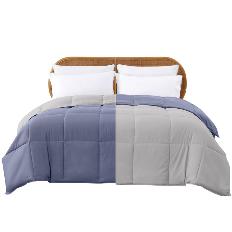Modern Threads Down Alternative Reversible Comforter Deep Blue/Silver Queen - Image 1