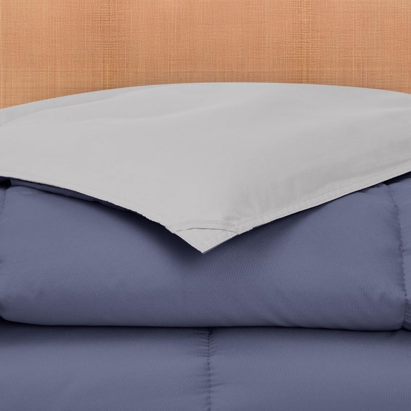Modern Threads Down Alternative Reversible Comforter Deep Blue/Silver Queen - Image 4