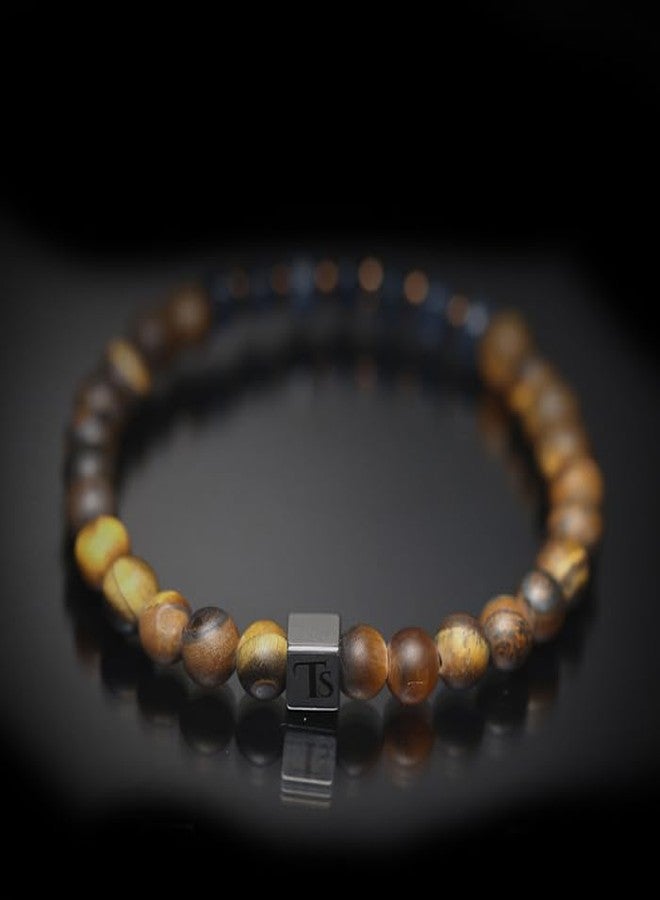 سوار عين النمر الأزرق - سوار فاخر من الخرز المصنوع من الأحجار الطبيعية للرجال والنساء | مجوهرات تيغرانيس المصنوعة يدويًا للقوة والثقة والحماية (عين النمر منتصف الليل) - Image 2