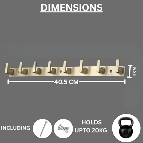 GLOXY Stainless Steel Bathroom Accessories 8 Hooks Plate, Wall Mounting and Door Back Hanger Pins for Hanging Cloth Set, Shirt Bar & Towel Rack, Robe, Keys 4 Pin khutti (Antique, Pack of 4) - Image 2