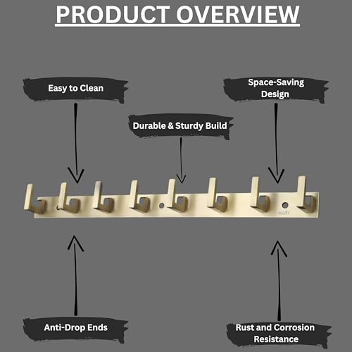 GLOXY Stainless Steel Bathroom Accessories 8 Hooks Plate, Wall Mounting and Door Back Hanger Pins for Hanging Cloth Set, Shirt Bar & Towel Rack, Robe, Keys 4 Pin khutti (Antique, Pack of 4) - Image 3