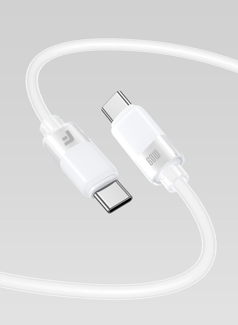 FOOMEE USB C to USB C Data Cable, 1.2M Soft Skin-friendly Silicone Material,60W Max Output, Data Transfer Speed 480Mbps, Suitable for iPhone 16/16pro/plus/promax/ Galaxy, Airpods, iPad Pro, Tablets, etc. - Image 1
