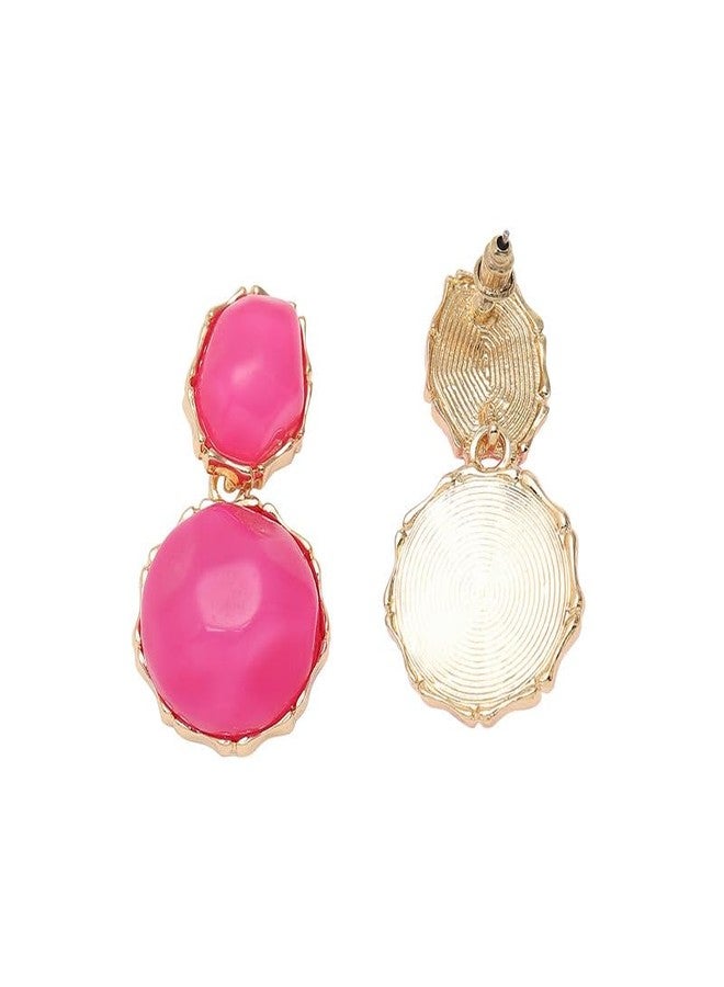 SOHI Designer Pink Drop Earrings For Women & Girls | Jewellery For Women | Light Weight Earrings |Push Closure | Modern | Statement | Artificial Earrings For Women | Western Earrings (4684) - Image 5