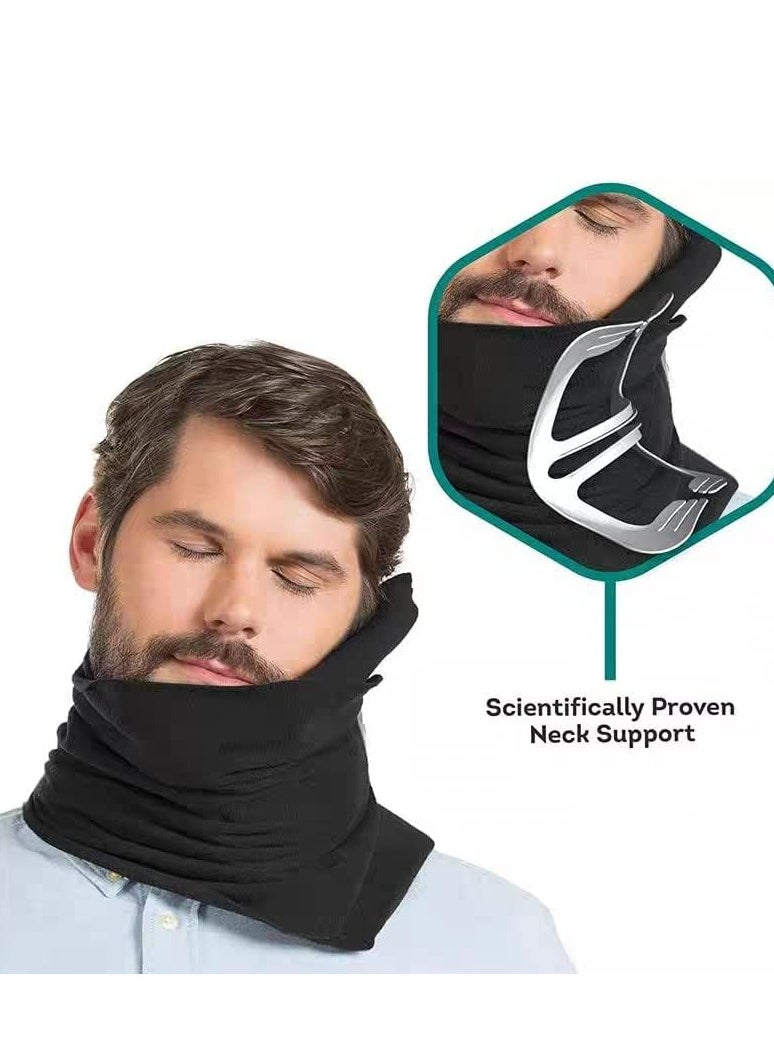 Oasisgalore Portable U-shaped Travel Pillow, Black, for Men & Women, with Neck and Shoulder Support, Easy to Carry.  - Image 2