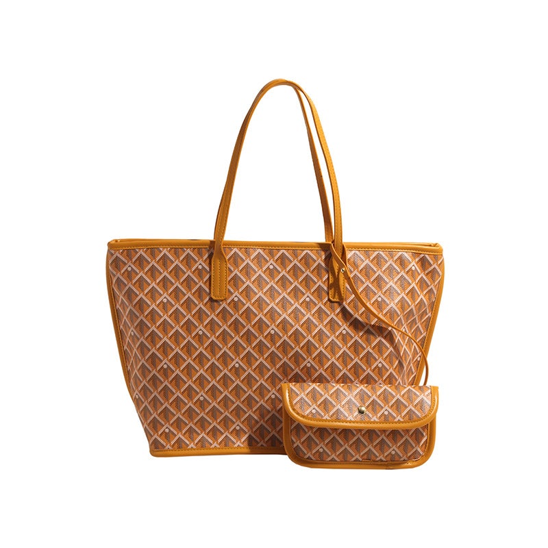 Tote Bag Retro Old Flower Soft Leather Textile Casual Pu Shoulder Bag All-Match Simple Commuter Bag - Image 1