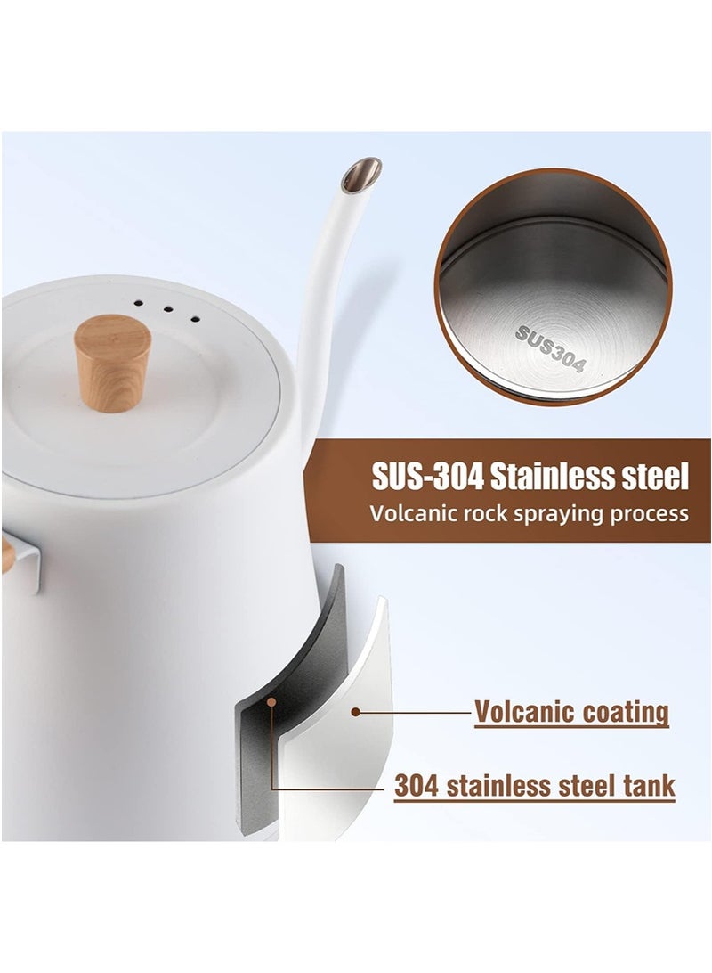 Electric Kettle with Temperature Control 3 Presets Pour Over Electric Kettle for Coffee&Tea Quick Heating Hot Water Kettle Stainless Steel Inner Auto Shutoff Boil-Dry Protection 0.8L (White) - Image 4
