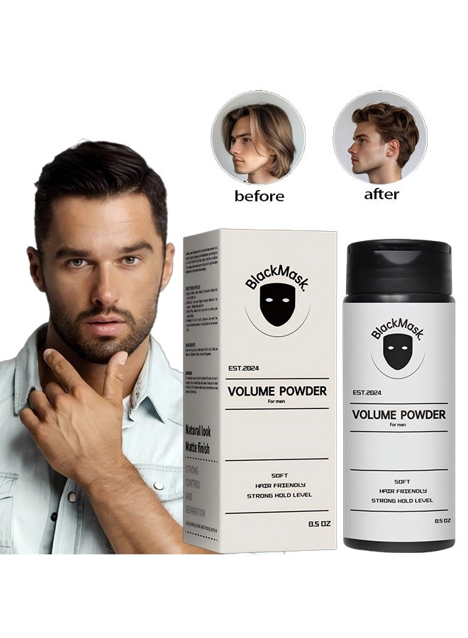 Black Mask Volum Powder for Men, Soft Hair Friendly Strong Hold Level Texturizing Powder for Men, Easy to Apply, Instantly Adds Texture and Volume, All Natural Ingredients, Strong Hold Hair Powder for Men 0.5oz - Image 1