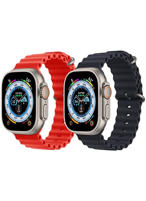 Silicone Ocean Band Snow White, Trail Loop Strap Blue/Gray and Trail Loop Strap Yellow/Beige for Apple Watch Ultra 8 49mm Set of 3