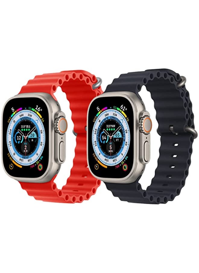 IAF Silicone Ocean Band Snow White, Trail Loop Strap Blue/Gray and Trail Loop Strap Yellow/Beige for Apple Watch Ultra 8 49mm Set of 3 
