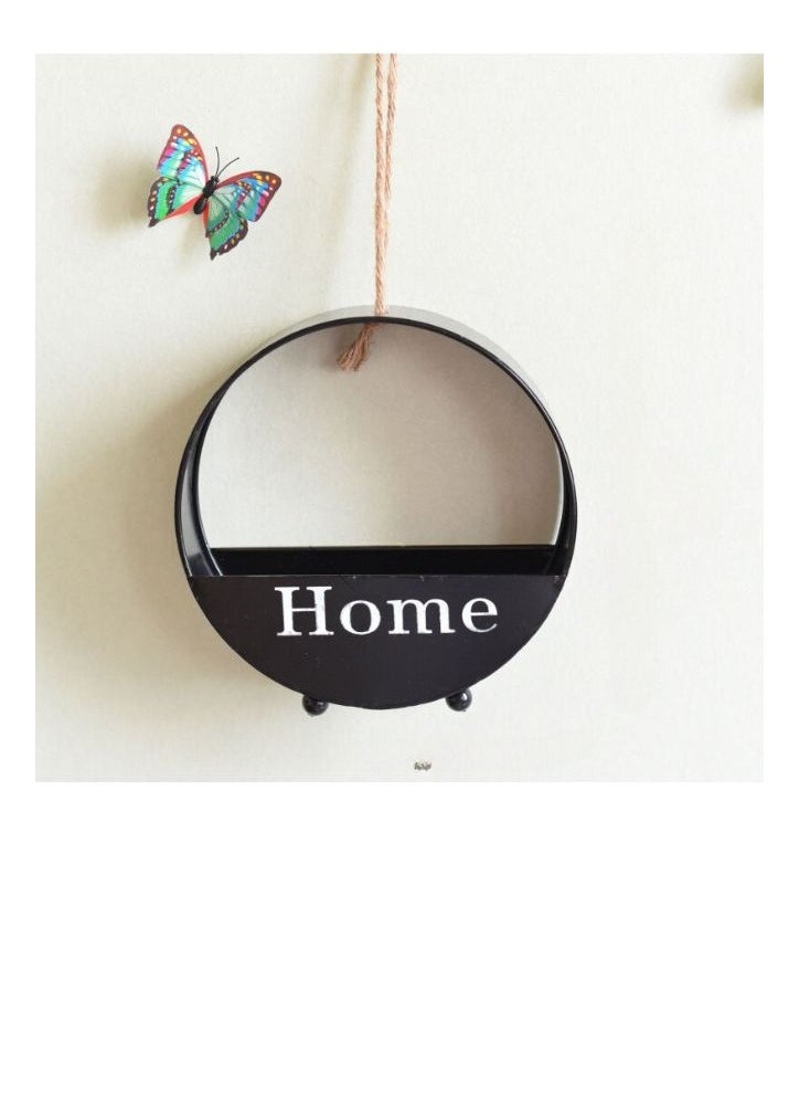 Mei Lifestyle Round Wall Hanging Living Room Decoration Storage for Flower Hanging with Wrought Iron for Indoor and Outdoor Decor (20x6CM)  - Image 1