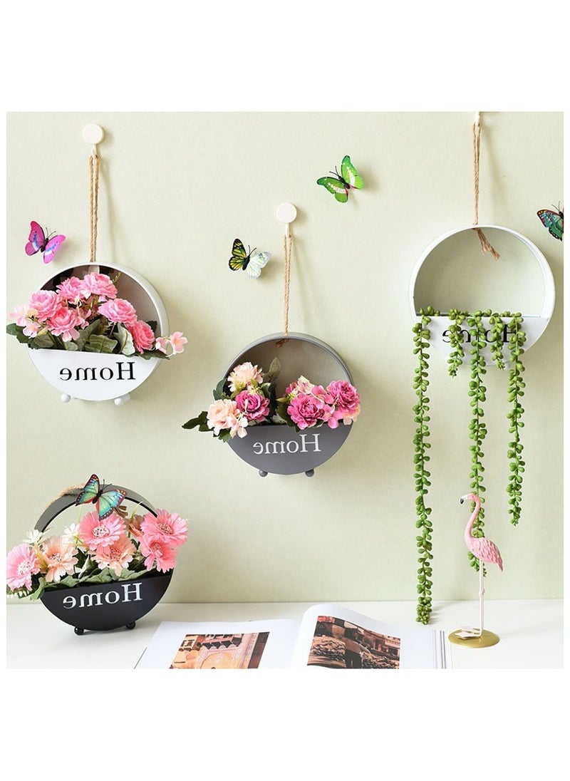 Mei Lifestyle Round Wall Hanging Living Room Decoration Storage for Flower Hanging with Wrought Iron for Indoor and Outdoor Decor (20x6CM)  - Image 3