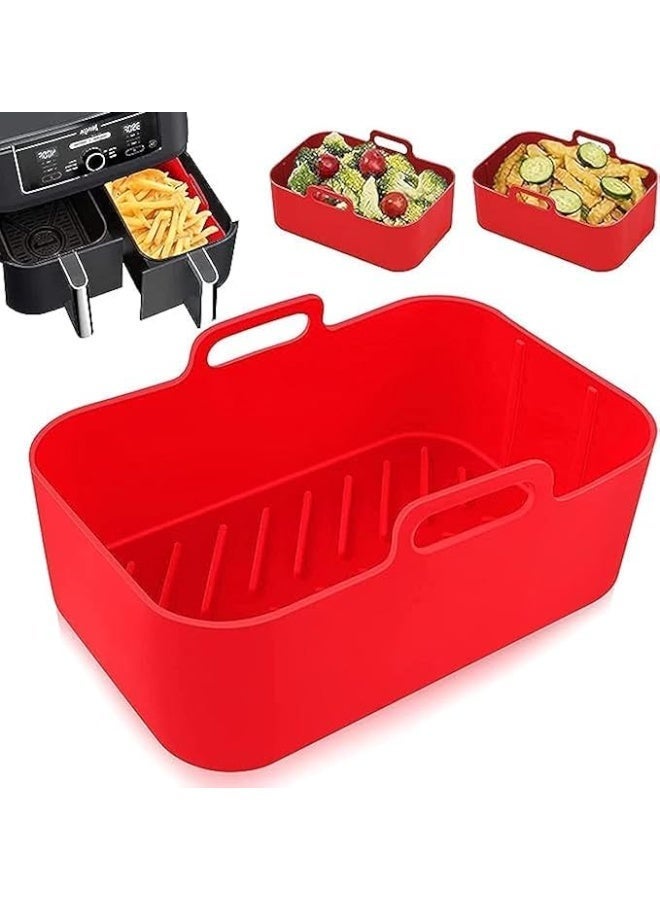 Cazadora 2pcs Silicone Air Fryer Liner | Reusable Rectangular Red Non-Stick Silicone Tray Liners — Food-Safe, Heat-Resistant & Oven-Basket Compatible — Replaces Parchment Paper, Eco-Friendly, Easy-Clean, Fits Popular Models (Black & Decker, Philips XXL, Cosori, Instant Vortex) — Durable Anti-Warp Silicone, Ideal for Frying, Roasting, Baking, Reheating & Meal Prep — Lightweight 28×12×8 cm, Set of 2, 3.4 oz Capacity Each — Safe for High Temperatures and Dishwasher-Friendly — Perfect for Home & Gift - Image 1