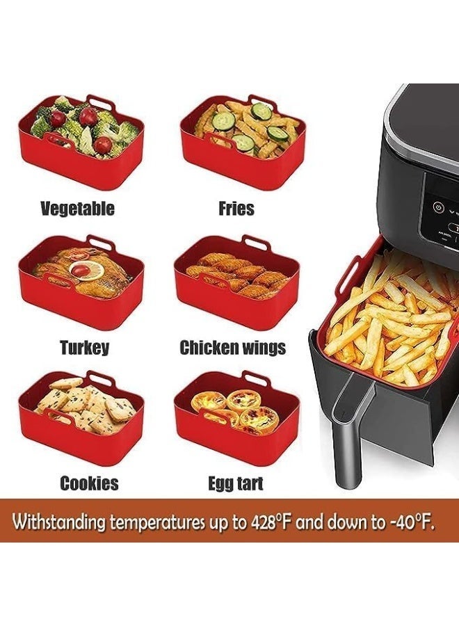 Cazadora 2pcs Silicone Air Fryer Liner | Reusable Rectangular Red Non-Stick Silicone Tray Liners — Food-Safe, Heat-Resistant & Oven-Basket Compatible — Replaces Parchment Paper, Eco-Friendly, Easy-Clean, Fits Popular Models (Black & Decker, Philips XXL, Cosori, Instant Vortex) — Durable Anti-Warp Silicone, Ideal for Frying, Roasting, Baking, Reheating & Meal Prep — Lightweight 28×12×8 cm, Set of 2, 3.4 oz Capacity Each — Safe for High Temperatures and Dishwasher-Friendly — Perfect for Home & Gift - Image 3