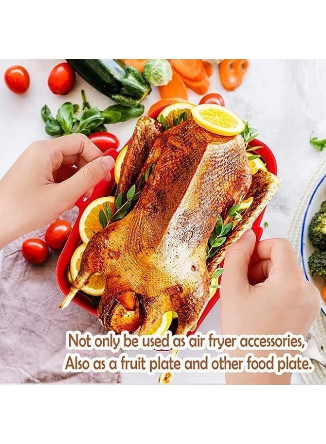 Cazadora 2pcs Silicone Air Fryer Liner | Reusable Rectangular Red Non-Stick Silicone Tray Liners — Food-Safe, Heat-Resistant & Oven-Basket Compatible — Replaces Parchment Paper, Eco-Friendly, Easy-Clean, Fits Popular Models (Black & Decker, Philips XXL, Cosori, Instant Vortex) — Durable Anti-Warp Silicone, Ideal for Frying, Roasting, Baking, Reheating & Meal Prep — Lightweight 28×12×8 cm, Set of 2, 3.4 oz Capacity Each — Safe for High Temperatures and Dishwasher-Friendly — Perfect for Home & Gift - Image 5