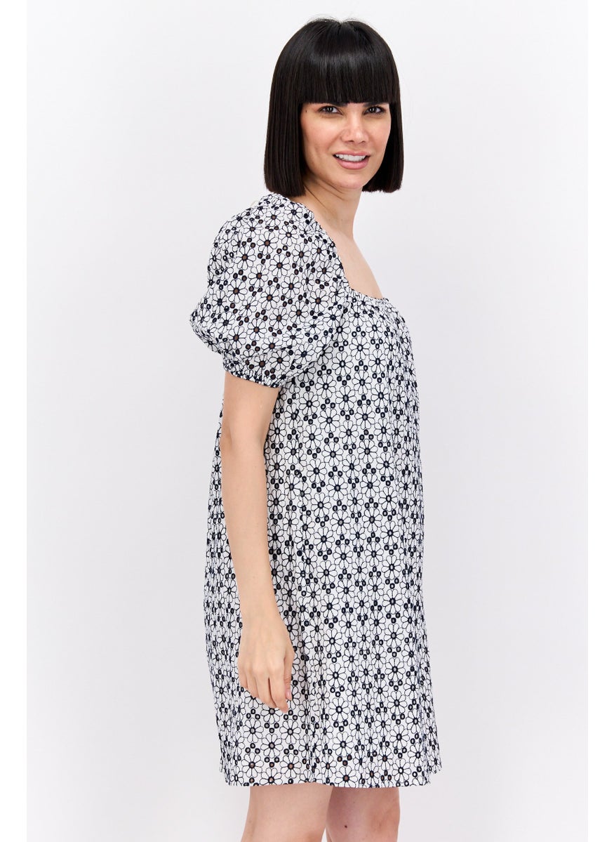 Paris Atelier by & Other Stories - Women Allover Print Casual Mini Dress, White - Image 1