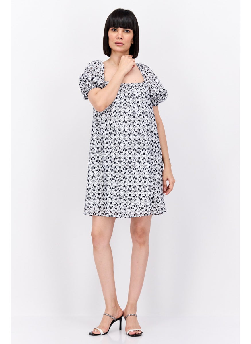 Paris Atelier by & Other Stories - Women Allover Print Casual Mini Dress, White - Image 1