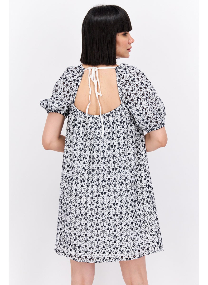 Paris Atelier by & Other Stories - Women Allover Print Casual Mini Dress, White - Image 1