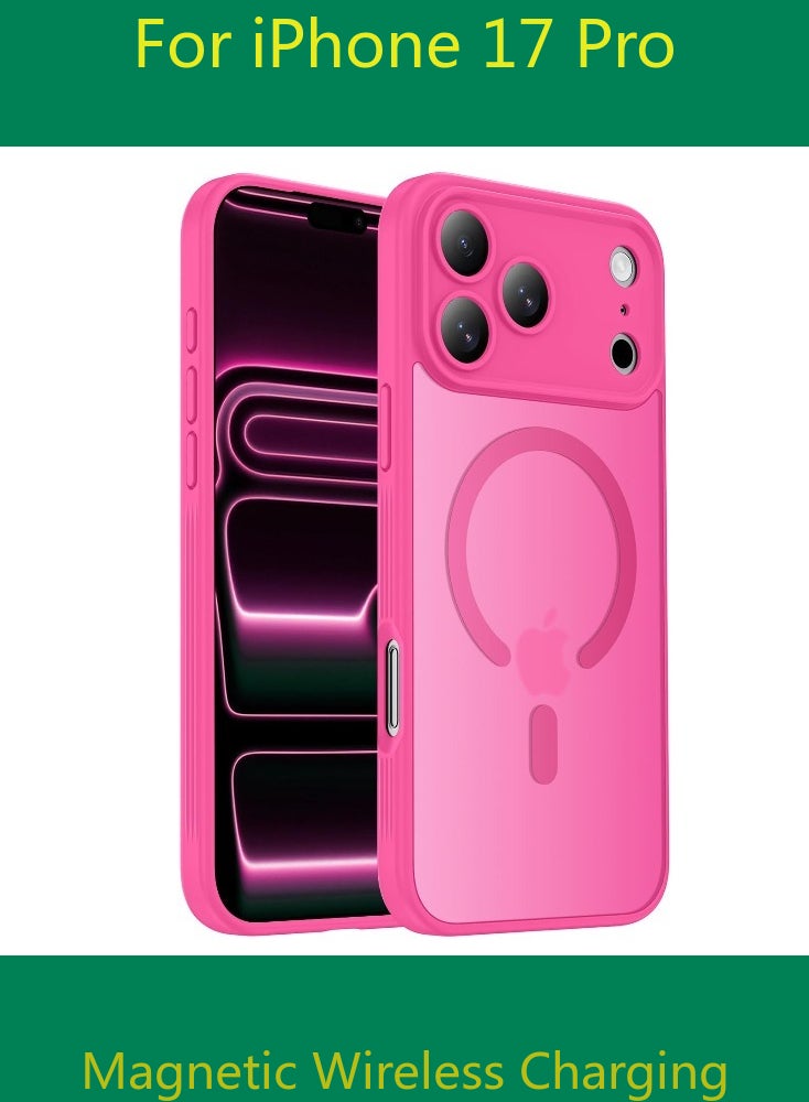 Dili Luxury Pink phone case for iPhone 17 Pro Translucent Matte Magnetic Phone Case for iPhone Shockproof Full Camera Lens Protection Hard Acrylic Matte Back Cover Support Wireless Charging, Phone Accessory, Modern Case, Sleek Design, Smartphone Owners - Image 1