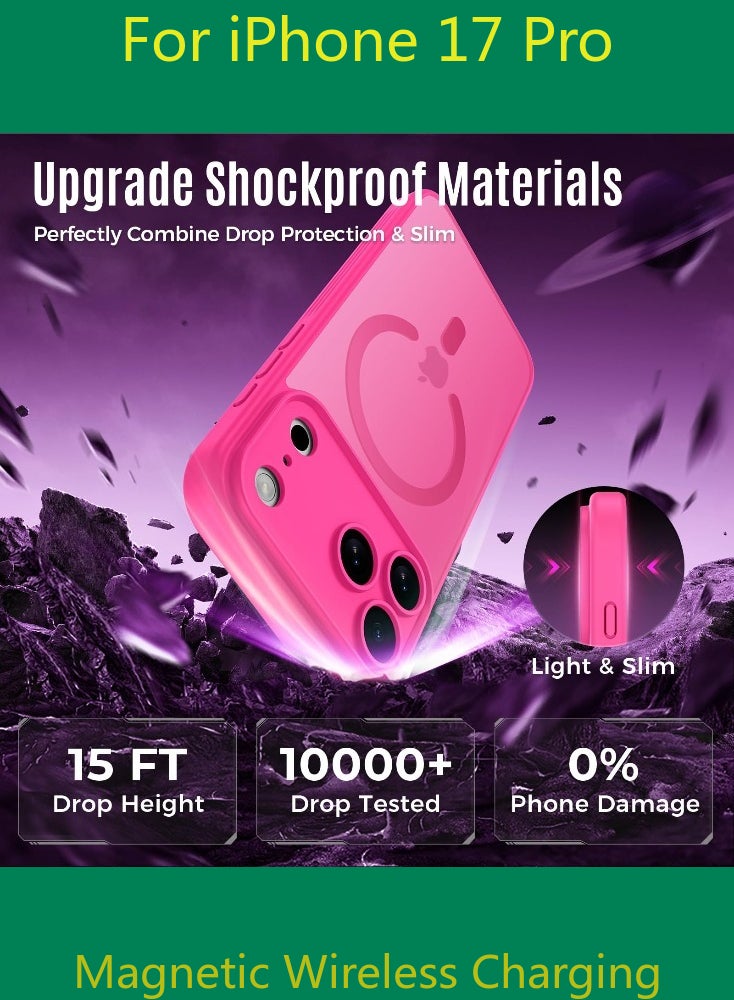 Dili Luxury Pink phone case for iPhone 17 Pro Translucent Matte Magnetic Phone Case for iPhone Shockproof Full Camera Lens Protection Hard Acrylic Matte Back Cover Support Wireless Charging, Phone Accessory, Modern Case, Sleek Design, Smartphone Owners - Image 3