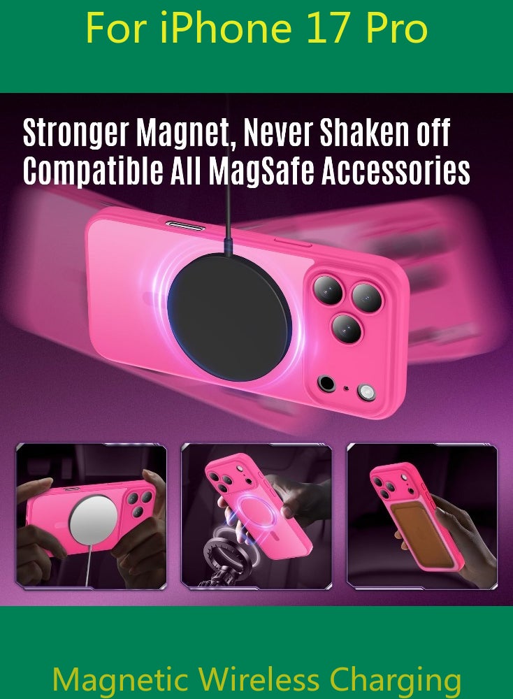 Dili Luxury Pink phone case for iPhone 17 Pro Translucent Matte Magnetic Phone Case for iPhone Shockproof Full Camera Lens Protection Hard Acrylic Matte Back Cover Support Wireless Charging, Phone Accessory, Modern Case, Sleek Design, Smartphone Owners - Image 2